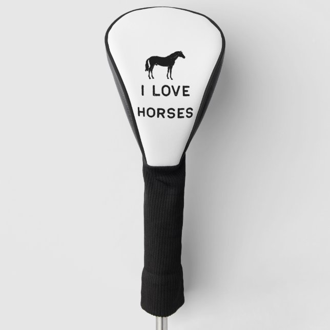 Couvre-club De Golf Agriculture I Loss Horses Black Cute Cadeau ferme  (Devant)