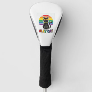 Couvre-club De Golf Ally Cat Rainbow Pride Vintage Chat T-Shirt Design