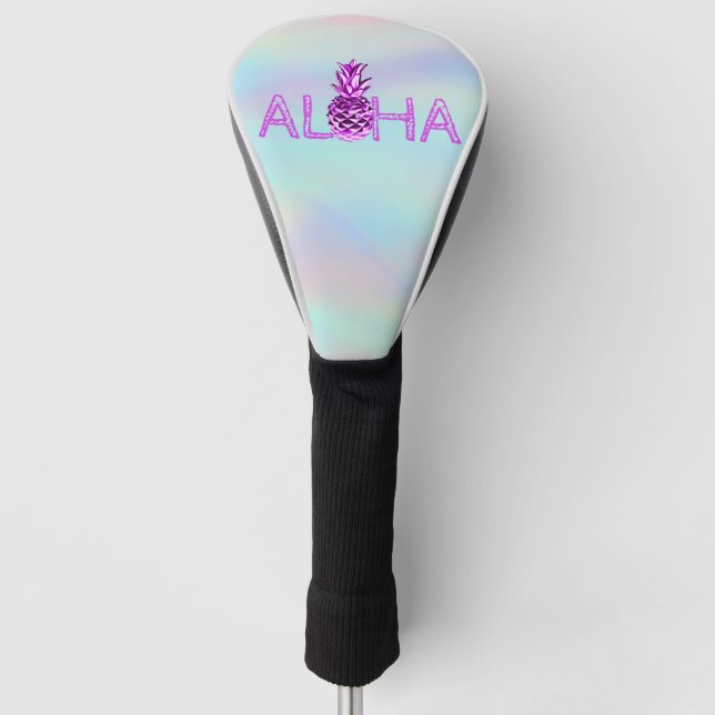 Couvre-club De Golf Aloha Hawaiian Metallic Pineappy Holographic (Devant)