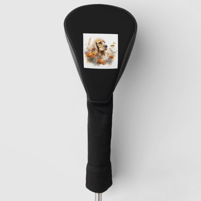 Couvre-club De Golf American Cocker Spaniel avec Fleurs sauvages 2 (Devant)