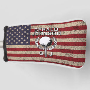 Couvre-club De Golf American Flag Golf Monogramme Design