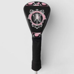 Couvre-club De Golf Amour gothique   Squelette rose et noir Coeur flor