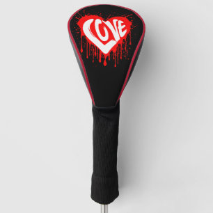 Couvre-club De Golf Amour Rétro Cœur Rouge Saint-Valentin Texte Blanc 