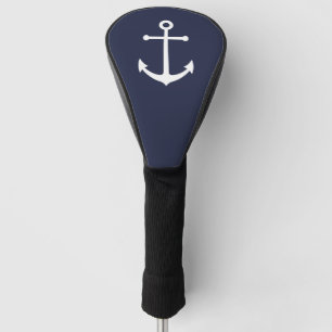 Couvre-club De Golf Ancre blanche marine sur bleu marine
