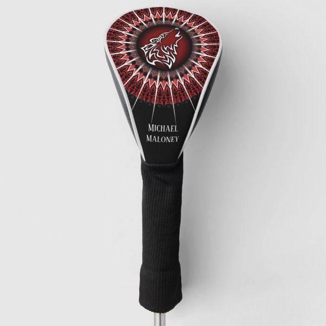 Couvre-club De Golf Animal Manly du Loup rouge noir  (Devant)