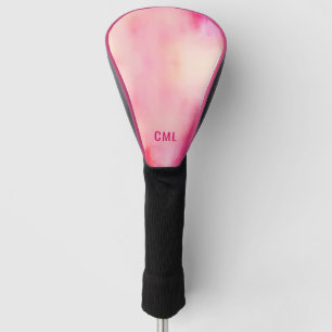 Couvre-club De Golf Aquarelle Abstraite Corail rose Orange Monogramme
