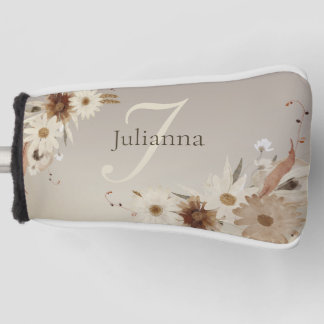 Couvre-club De Golf Aquarelle d'automne Monogramme floral Personnalisé