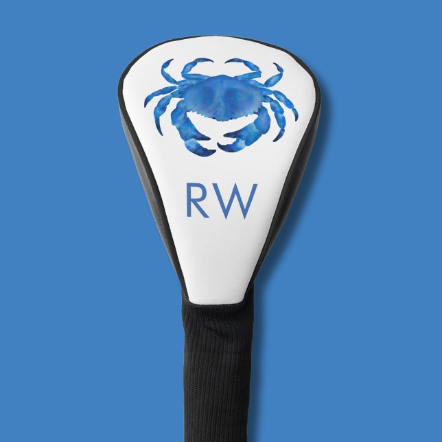 Couvre-club De Golf Aquarelle de crabe bleu personnalisée (Personalized blue crab illustrated golf head cover)