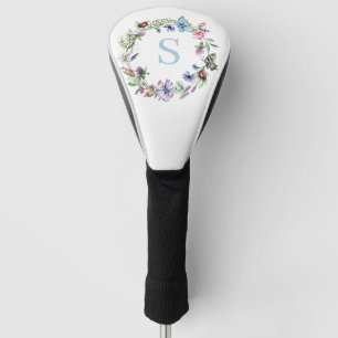 Couvre-club De Golf Aquarelle de Fleur sauvage floral monogramme