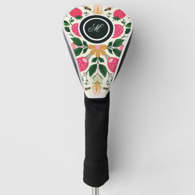 Couvre-club De Golf Aquarelle florale Boho Rose Dusty personnalisée (Devant)