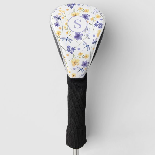 Couvre-club De Golf Aquarelle florale personnalisée (Devant)