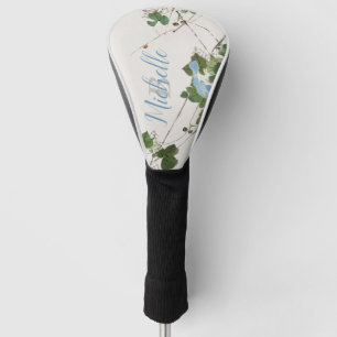 Couvre-club De Golf Aquarelle japonaise Botanique Bleu Coque-Mat