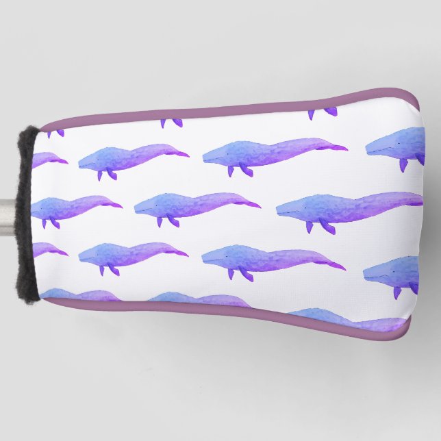 Couvre-club De Golf Aquarelle Océan Animal Baleine pourpre (Devant)