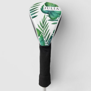 Couvre-club De Golf Aquarelle Personnalisée Feuilles tropicaux