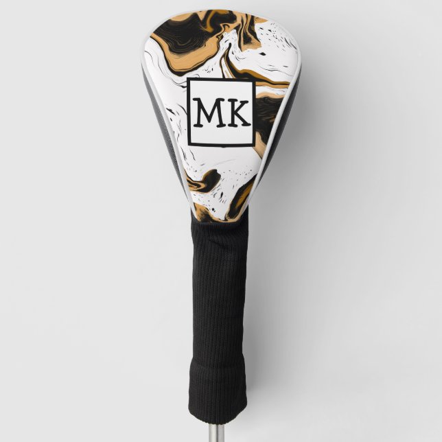 Couvre-club De Golf Arbre Abstrait en marbre Empreinte de léopard (Devant)