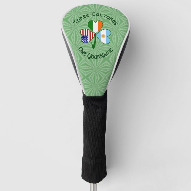 Couvre-club De Golf Argentine USA Irlande Drapeaux Shamrock Personnali (Devant)