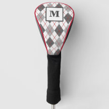 Argyle à carreaux rouge gris argent Golf Monogramm