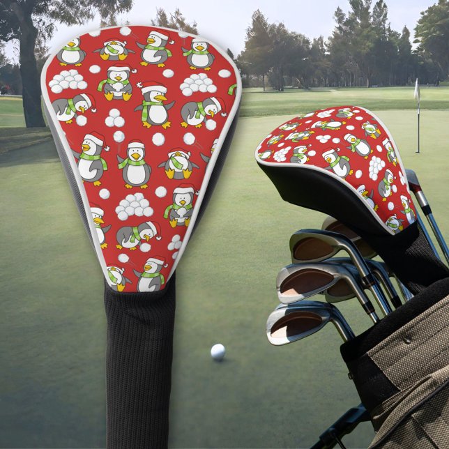 Couvre-club De Golf Arrière - plan de pingouins de Noël (Créateur téléchargé)