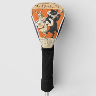 Couvre-club De Golf Art du banjo du chat noir rétro orange lapin blanc