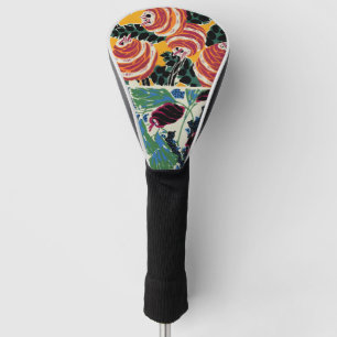 Couvre-club De Golf Art floral abstrait magenta et orange vibrant