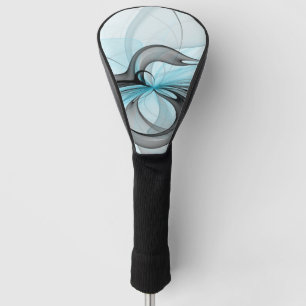 Couvre-club De Golf Art fractal moderne gris anthracite abstrait bleu