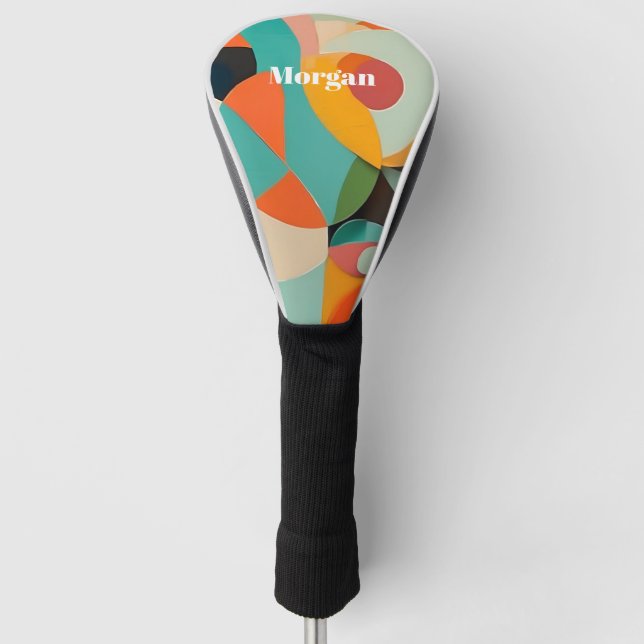 Couvre-club De Golf Art moderne du milieu du siècle, nom ou monogramme (Devant)