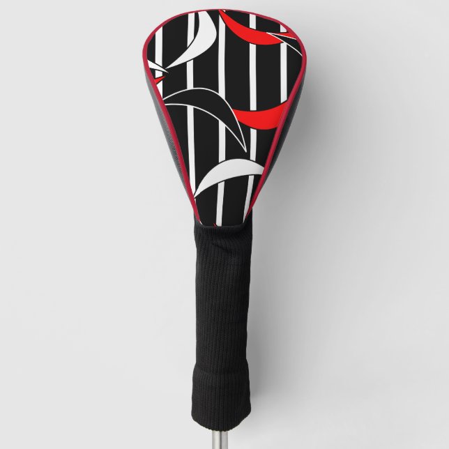 Couvre-club De Golf Art moderne noir, blanc, rouge (Devant)