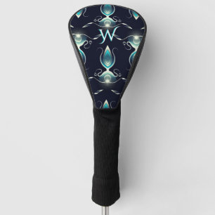 Couvre-club De Golf Aspect élégant de monogramme de gemmes bleues