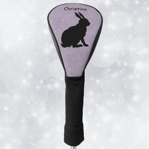 Couvre-club De Golf Assis Noir Silhouette Rabat Haut Oreilles Violet