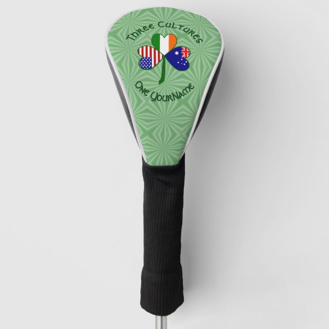 Couvre-club De Golf Australien Irlandais Etats-Unis drapeaux Shamrock  (Devant)