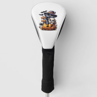 Couvre-club De Golf Autocollant de chat Halloween mignon � Chapeau de