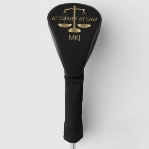 Couvre-club De Golf Avocat, monogramme - noir et or