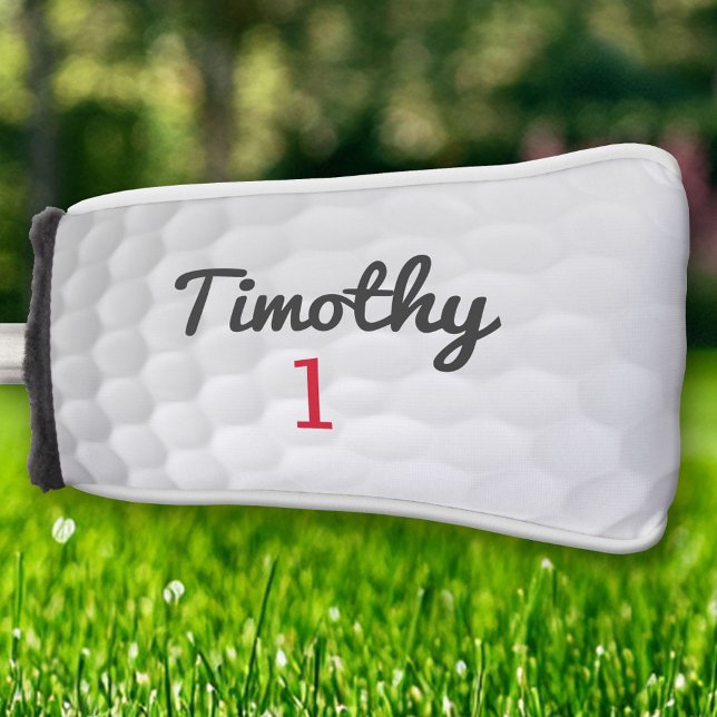Couvre-club De Golf Ball Dimples de golf - Nom noir Numéro rouge (Golf Cover - Custom)