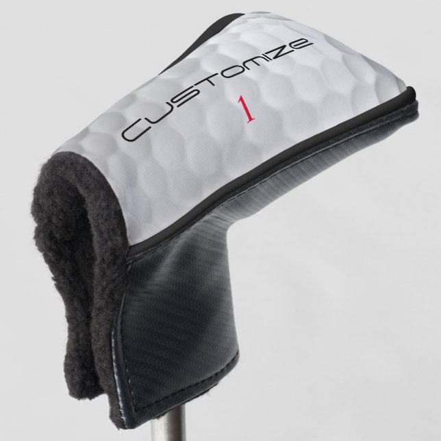 Couvre-club De Golf Balle de golf blanche texturée avec nom et numéro  (Devant 3/4)