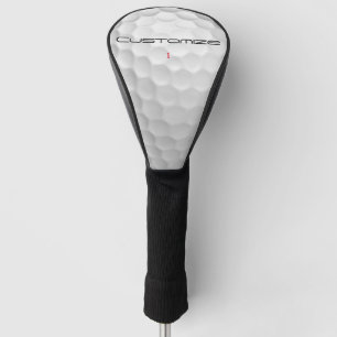 Couvre-club De Golf Balle de golf blanche texturée avec nom et numéro