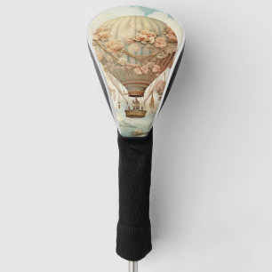 Couvre-club De Golf Ballon à air chaud vintage Steampunk Floral Blue (
