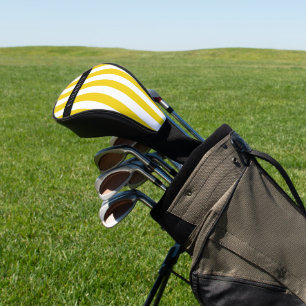 Couvre-club De Golf Bandes Jaunes, Motif Gratté, Lignes, Votre Nom