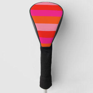 Couvre-club De Golf Bandes roses chaudes et orange brillantes