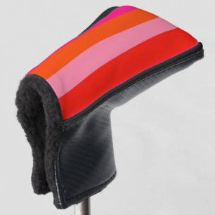 Couvre-club De Golf Bandes roses chaudes et orange brillantes