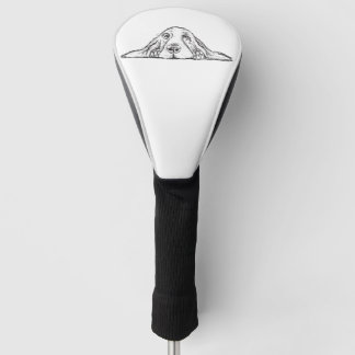 Couvre-club De Golf basset hound noir blanc yeux de chiot simple 