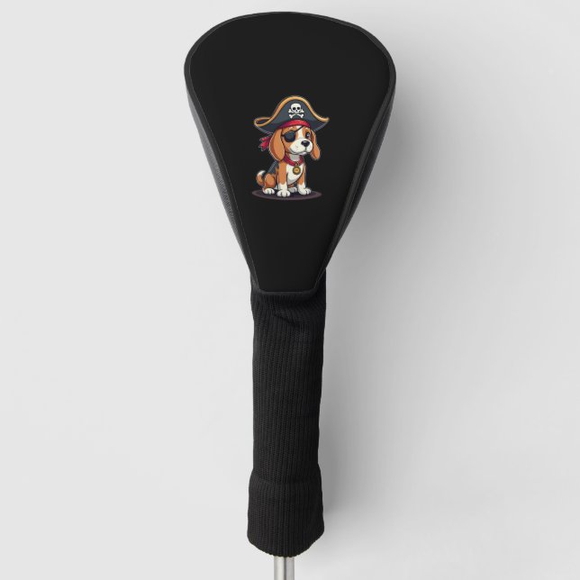 Couvre-club De Golf Beagle Costume de pirate Jolly roger Drapeau Croix (Devant)