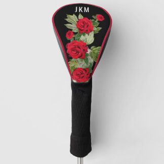 Couvre-club De Golf Beaux roses rouges avec le monogramme