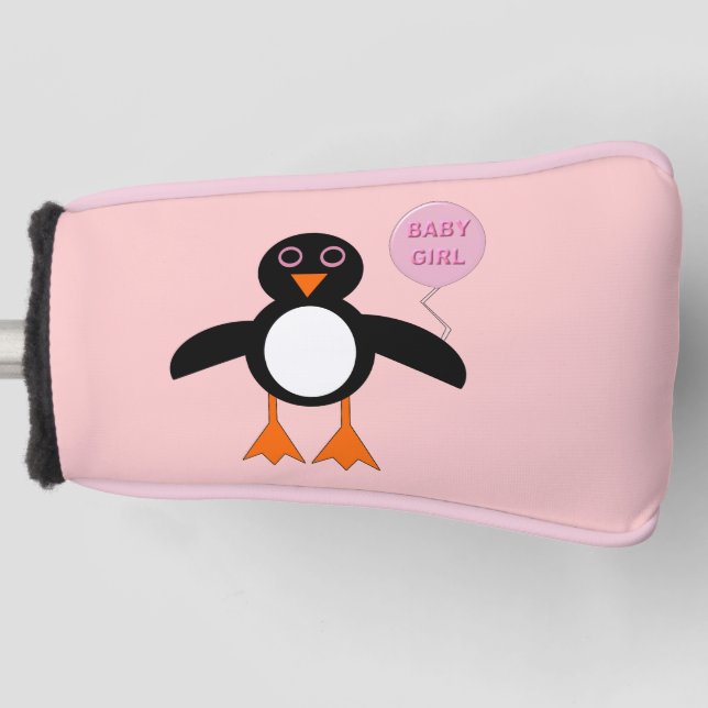 Couvre-club De Golf Bébé rose mignonne fille Penguin Golf Putter Cover (Devant)
