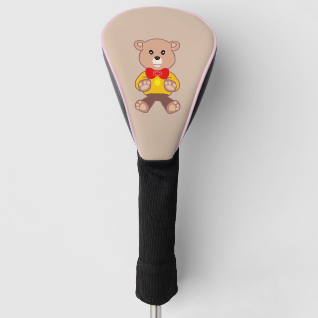 Couvre-club De Golf Beige mignon Bowtie Teddy Bear (Devant)