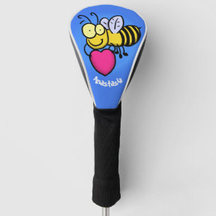 Couvre-club De Golf Belle abeille drôle avec dessin animé du coeur