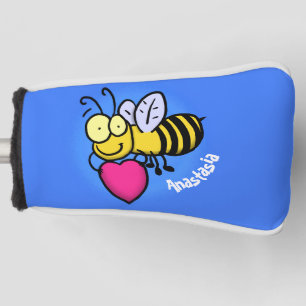 Couvre-club De Golf Belle abeille drôle avec dessin animé du coeur