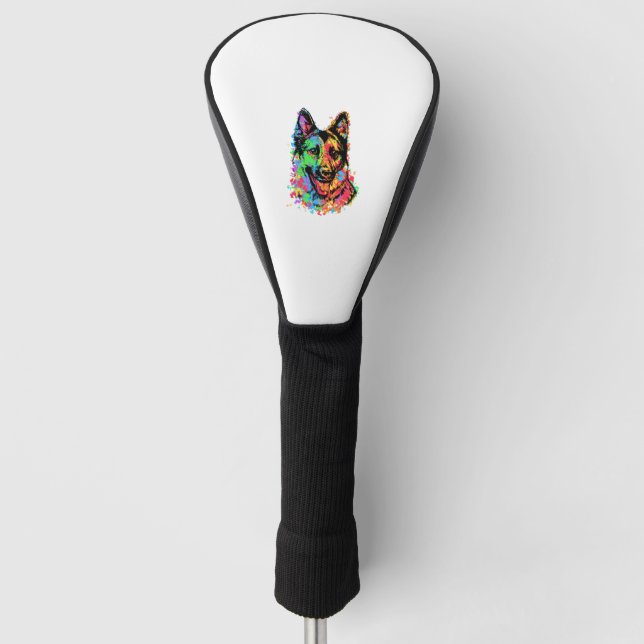 Couvre-club De Golf Berger allemand coloré (Devant)