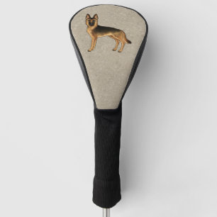 Couvre-club De Golf Berger Allemand noir et feu Chien de dessin animé
