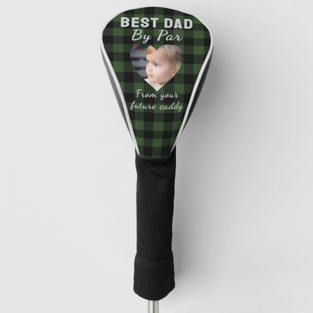 Couvre-club De Golf Best Dad Custom Kids Photo Green Buffalo Plaid (Devant)