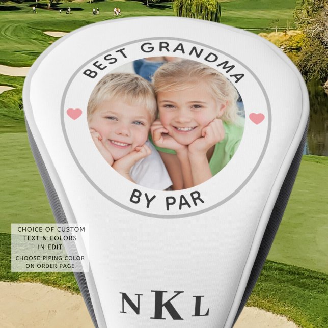 Couvre-club De Golf BEST GRANDMA PAR PAR Photo Monogramme Initiales Co (Créateur téléchargé)